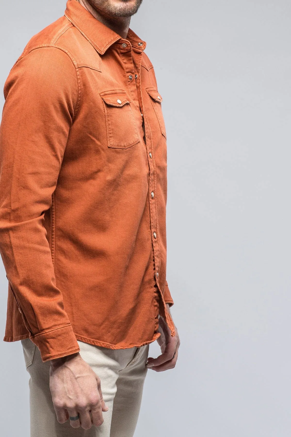 Ranger Colored Denim Snap Shirt In Coccio