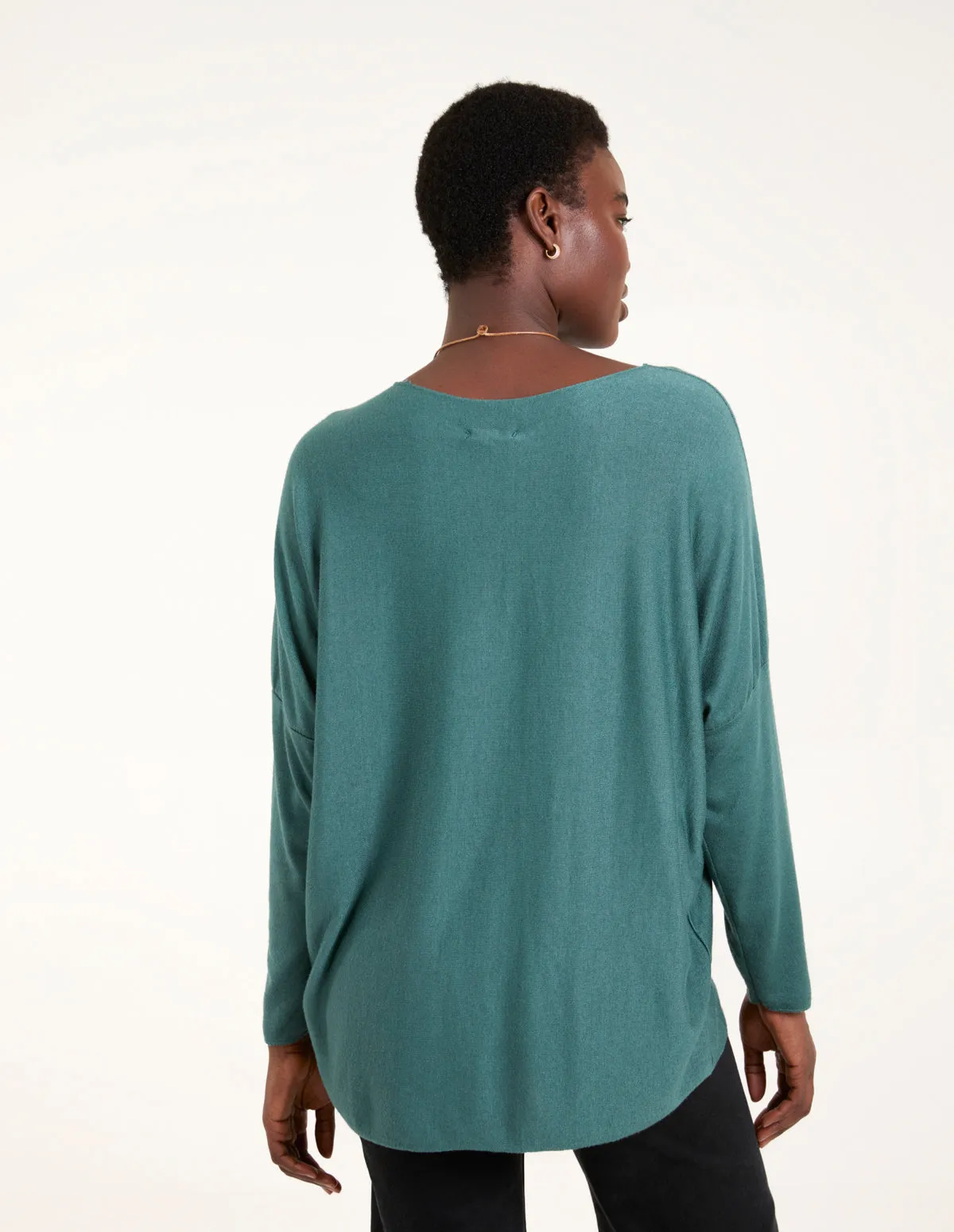 Soft Knit Long Sleeve Jumper With Necklace