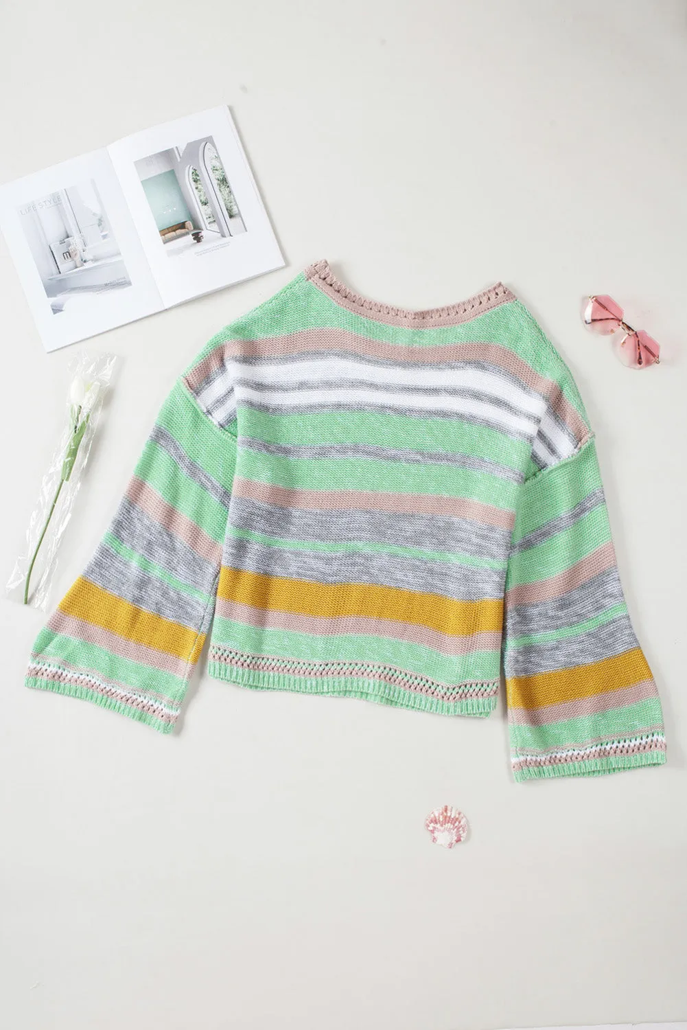 Striped Bell Sleeves Loose Sweater