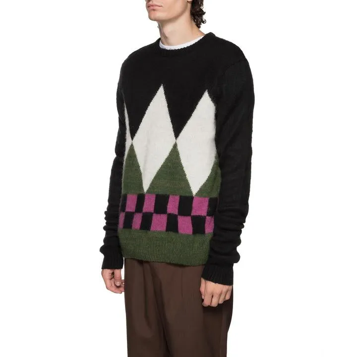 STÜSSY DIAMOND CHECK MOHAIR SWEATER // BLACK