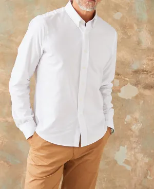 White Cotton Oxford Slim Fit Casual Shirt In Shorter Length