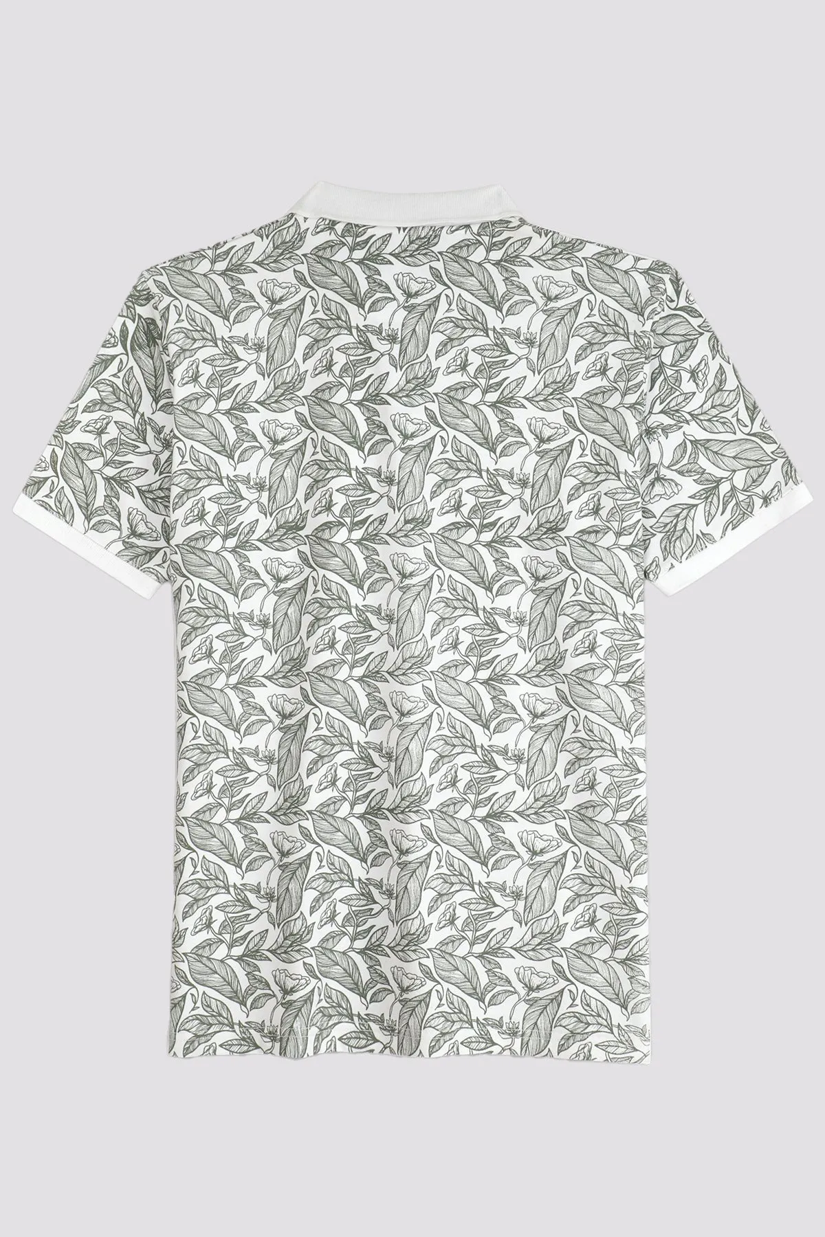 White Printed Polo Shirt (Plus size) - A24 - MP0263P