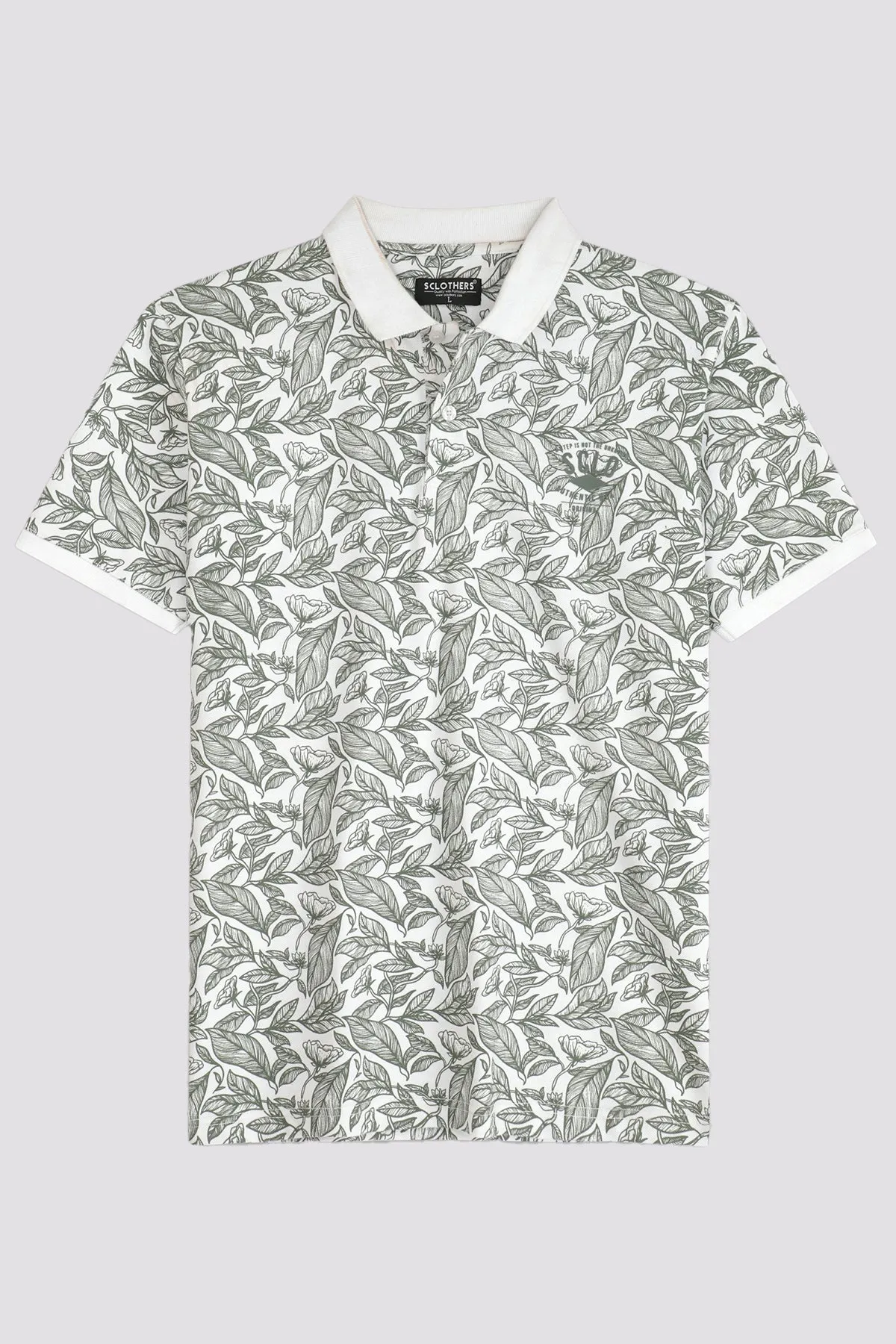 White Printed Polo Shirt (Plus size) - A24 - MP0263P