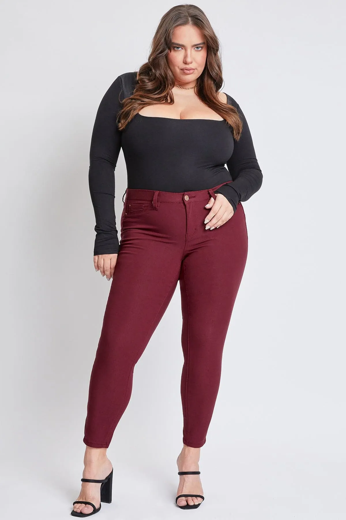 Women's Plus Size Hyperstretch Skinny Jeans, Dark Rose