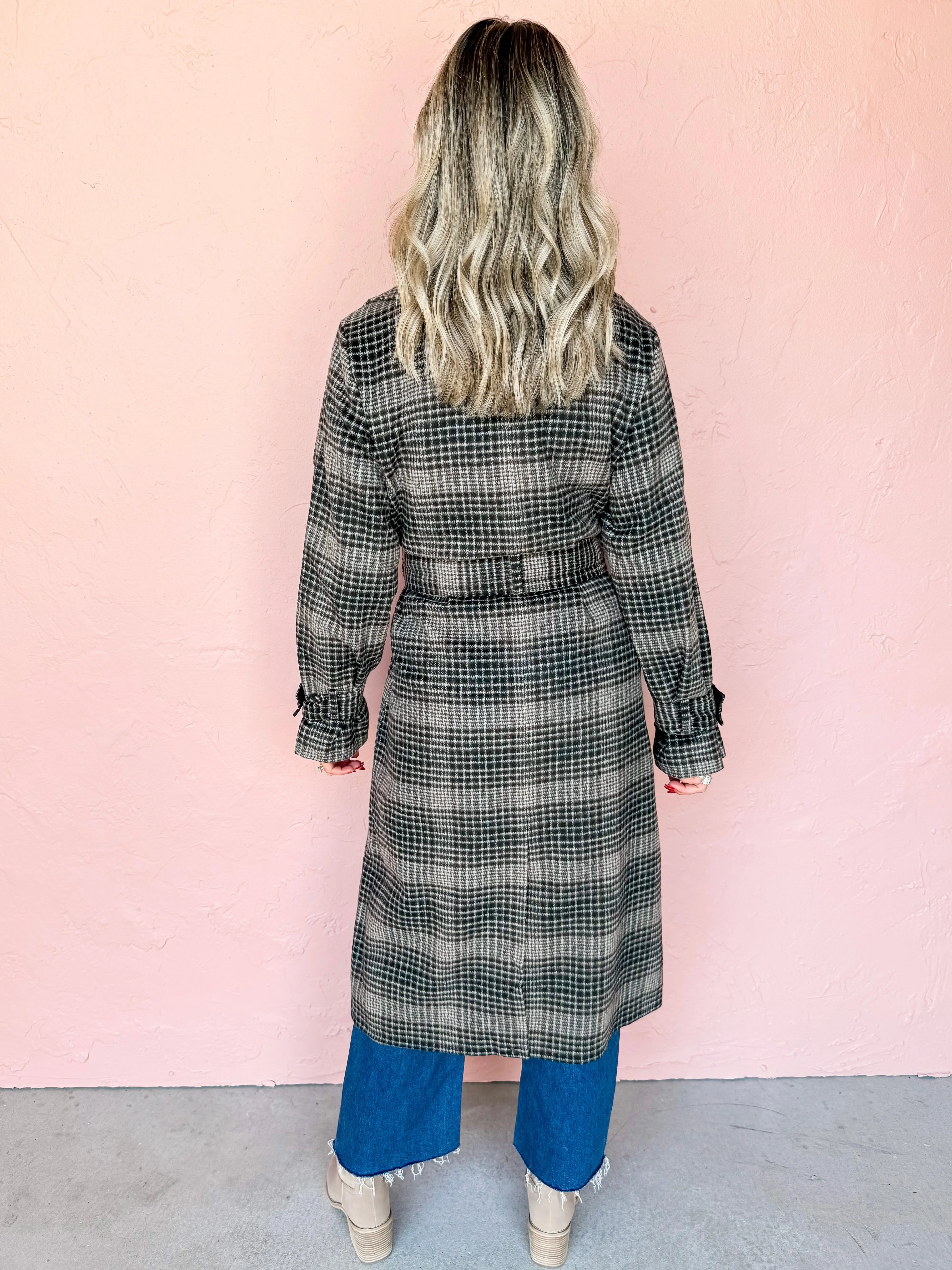 [Z Supply] Jackie Plaid Trench Coat-Latte